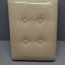 Storage Ottoman Foot Rest Stool, Folding Leather Footstool Bench with Thicker Foam Padded Seat. Short Foot Stool Ottoman with Storage for Living Room Bedroom 350 lbs, 17x13x13in, Beige