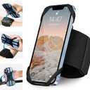 HLOMOM 3in1 Running Sports Armband+Wristband+Bicycle Phone Holder,360 Rotation & Detachable Compatible with 4.5-7" Cellphone for iPhone 16/15/Pro/ProMax/14/13/mini/Pro Max/XS/XR (Black)