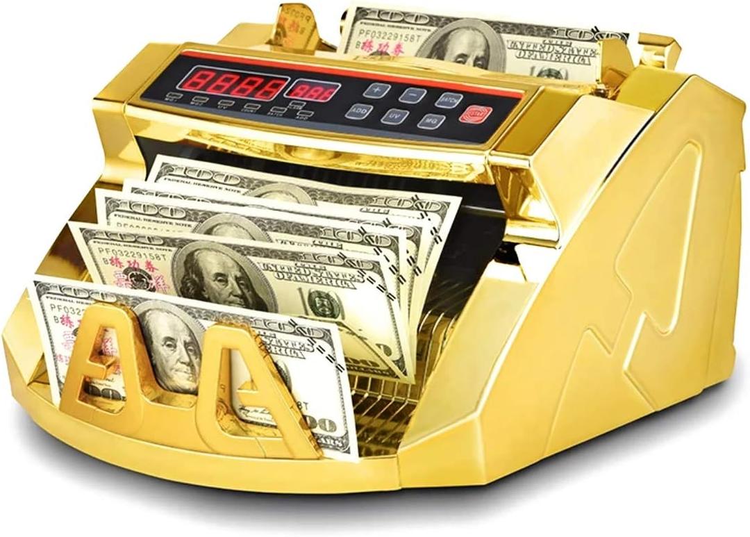 Gold Money Counter with Counterfeit Detection & Bill Counting | Light Up Display | 1,000 Bills a Minute |Fits US Dollar and Larger