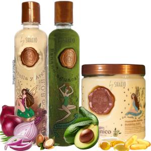 RITUAL BOTANICO KIT 3 Crecimiento Acelerado Ultra Reparador S.O.S de Origen Botnico: Shampoo de Cebolla, Mascarilla para el Cabello Bomba Capilar, Acondicionador Intensivo PLEX (+ OBSEQUIO)