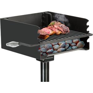 Park Grill Park Style Charcoal Grill In Ground Heavy Duty for Commercial and Outdoor Cooking Rustproof and 360 Degree Swivel 16x16 Inch