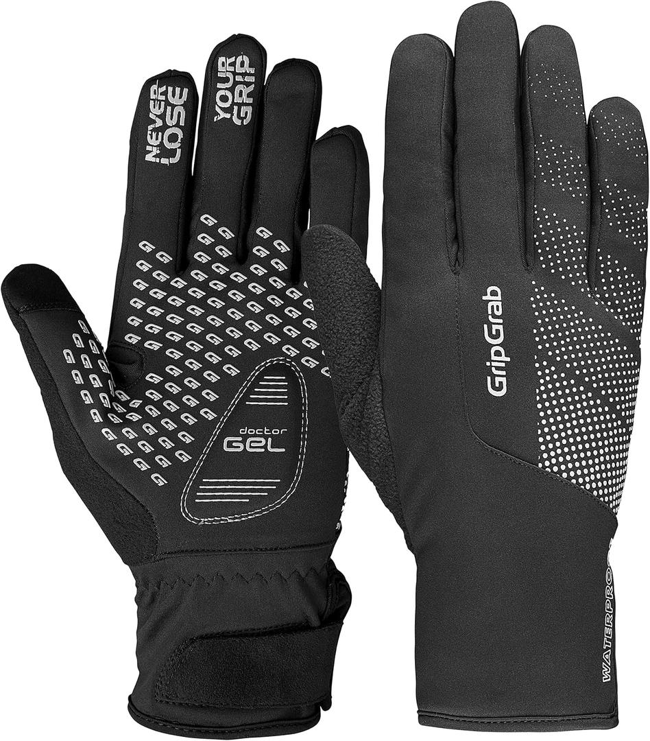 GripGrab Ride Waterproof Winter Cycling Gloves Windproof Thermal Padded Fleece Lined Cold Weather Warm Bicycle Glove (Large, Black)