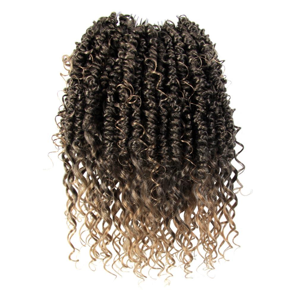 Boho Crochet Passion Twist Hair Pre looped, 10 Inch Goddess Passion Twist Crochet Hair with Curly Ends 8 Packs(8 PCS/88 STRANDS, T27#)