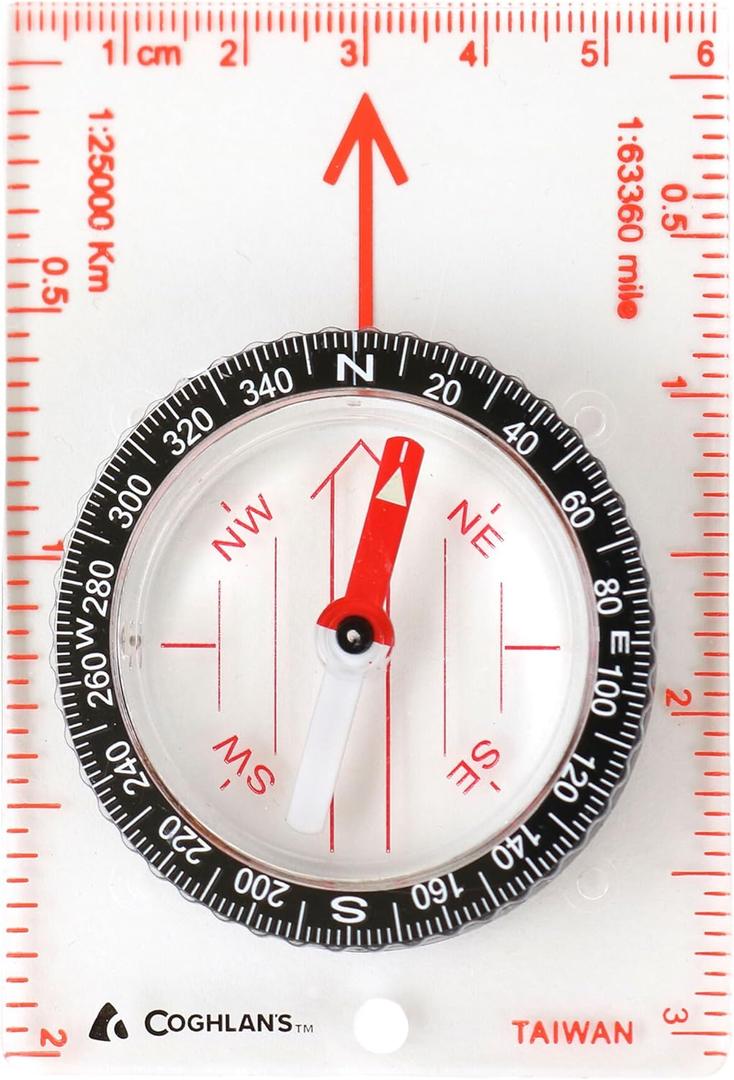 Coghlans Outdoor Compasses  Lightweight, Durable Navigation Tools for Hiking, Camping, Orienteering & Survival with Map, Wrist, Lensatic, LED, and Carabiner Options (One Size)