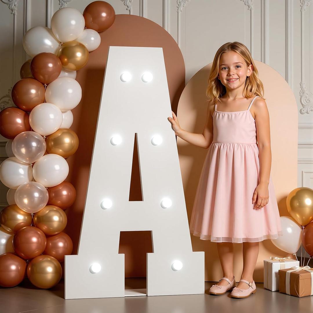 3 x Light Up Marquee Letters 3 Feet Tall A, Cool White Light