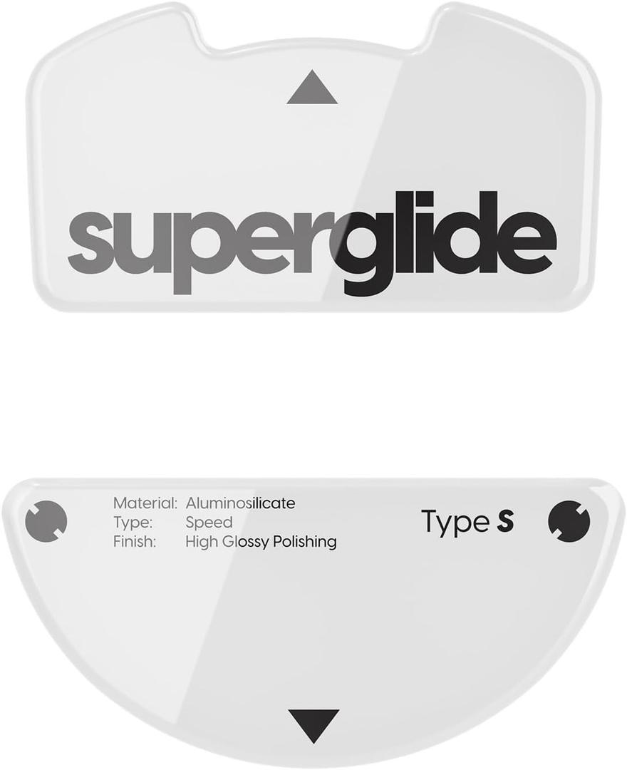 Superglide Glass Mouse Skates - Super Smooth Glide, Polished Round Edge, Super Fast Gaming Mouse Feet with Durable Sole for Razer Viper v3 Pro (Type-S, White)