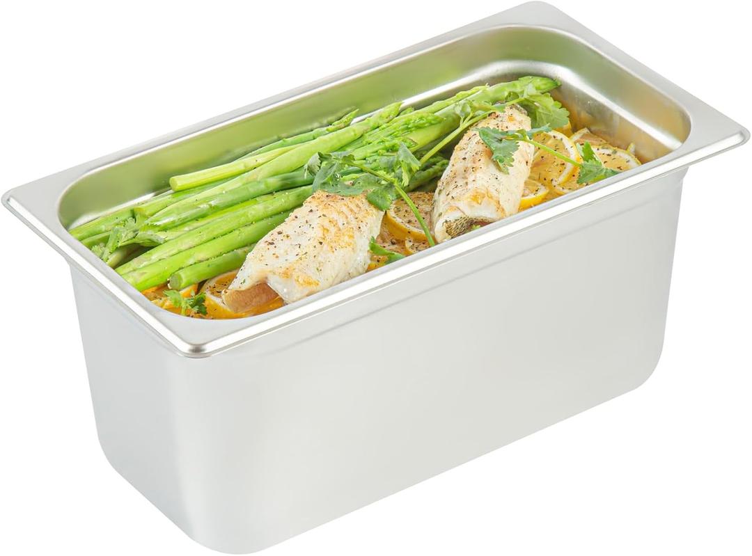 Restaurantware-Kitchen Tek 1/3 Size Steam Table Pan, 1 Anti-Jam Steam Pan - Lid Sold Separately, 6 Deep, 24 Gauge Stainless Steel, Freezable, For Catering Event And Party