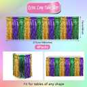 3 x CCINEE 4 Packs Mardi Gras Fringe Table Skirt Party Decorations, 36ft Purple Green Gold Wavy Metallic Tinsel Foil Carnival Table Skirts For Mardi Gras Carnival Holiday Masquerade Party