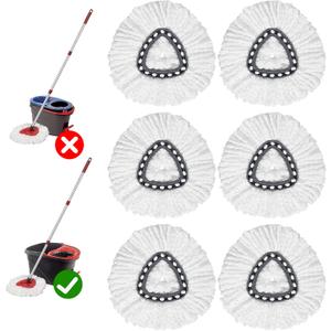 Mop Replace Head Compatible with Ocedar Mop Heads Replacements, Mop Refill Compatible with O-Ceda EasyWrin Spin Mop Head Replacement 1-Tank System Only, 6 Refills