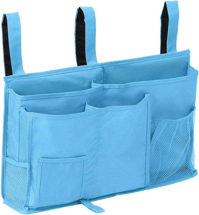 Sugaroom Bedside Storage Caddy, Bunk Bed Organizer Bed Storage Pocket Bedside Organizer Hanging Bed Storage Caddy for College Dorm Room, Hospital Bed Rails, Baby Bed, Camp (Large, Sky Blue)