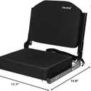Stadium Seats for Bleachers, Bleacher Seats with Ultra Padded Comfy Foam Backs and Cushion, Wide Portable Stadium Chairs with Back Support and Shoulder Strap, 1 Pack, Black, Large - 17.7"W x 14.6"D x 15.9"H