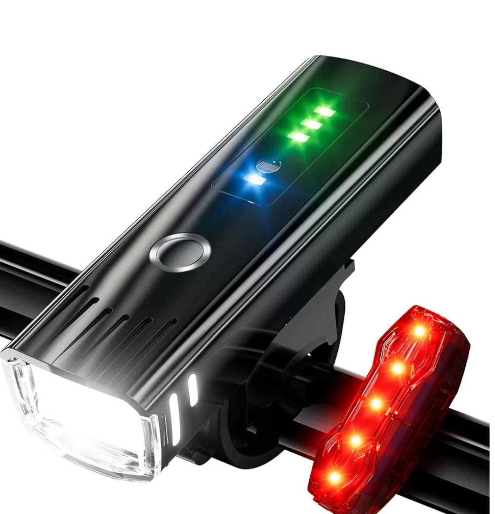 IPSXP Bike Light Set USB Rechargeable Bicycle Front Headlight and Back Taillight 4 Light Modes Easy to Install for Men Women Kids Road Mountain Cycling