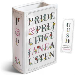 Hazel and Harolds Pride and Prejudice Book Vase Large Ceramic Flower Vase with Bookmark and Gift Box