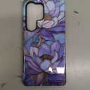 ZHEGAILIAN Case for Samsung Galaxy S25 Ultra,Shockproof Hard Shell + Soft Silicone 2 in 1 Hybrid,Shockproof Bumper Drop Protective - Abstract Lotus Flower Stained Glass