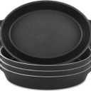 4Pcs Mini Cast Iron Skillets, 8.56.1 Inch Small Cast Iron Pan, Black Double-Eared Oval Frying Pots, Baking Pans for Kitchen Indoor Outdoor and Picnic