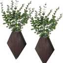 Chunful 2 Pcs Wooden Wall Planter Decor Hanging Fake Plants Greenery Flowers Holder Vase Boxes for Wall Farmhouse Bohemian Living Room Bedroom Kitchen Office Indoor Decoration (Brown)