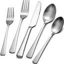 KINGSTONE Silverware Set for 8, 40-Piece 18/10 Stainless Steel Flatware Set,Forged Cutlery Set Matte Satin Finish, Dishwasher Safe