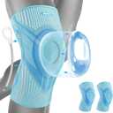 Welnove Knee Brace Sleeves for Pain Relief - Compression Knee Support with Side Stabilizers & Patella Gel Pad for Women, Men - Ideal for Workout, Joint Pain, Runner, Climbing - (2 Pack Blue) (Medium)