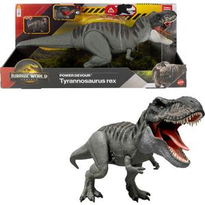 Mattel Jurassic World Rebirth Power Devour Tyrannosaurus Rex Dinosaur Figure with Tongue Activated Constant Chomp, Lights & Sounds, Digital Play