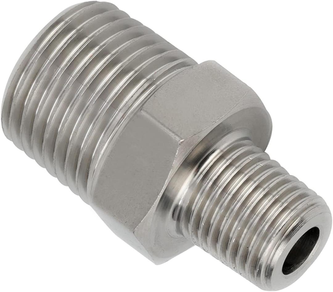 Yoebor Stainless Steel 304 Hex Nipple Covert Metric Thread to NPT Thread, M14*1.5 Male x 1/4" NPT Male Pipe Fitting 1pc