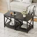 ChooChoo End Tables Set of 2, 24 Inch End Table with 2-Tier Storage Shelf, 23.62"D x 23.62"W x 23.62"H