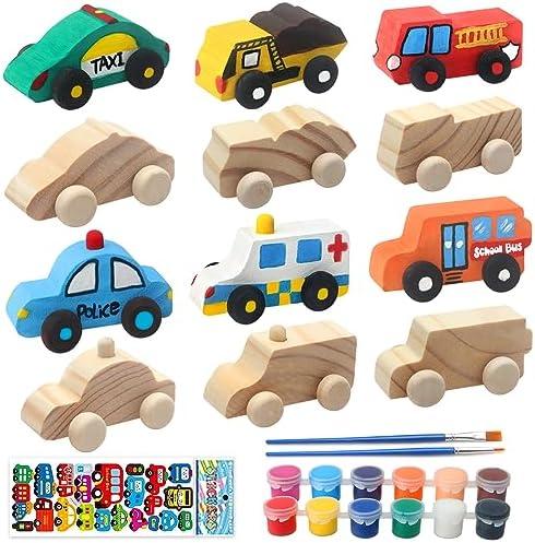 ColCospie Wooden Cars to Paint for Kids,Come with 12pcs DIY Wooden Cars for 12pcs of Color Pigments and 1pcs Car Styling Sticker ColCospie Wooden Cars to Paint for Kids,Come with 12pcs DIY Wooden Cars for 12pcs of Color Pigments and 1pcs Car Styling Sticker