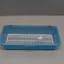 VOSAREA Plastic Cutlery Organizer Tray Lid Kitchen Utensil Storage Transparent Design for Easy Visibility Non- Base for Countertop Use (Blue)