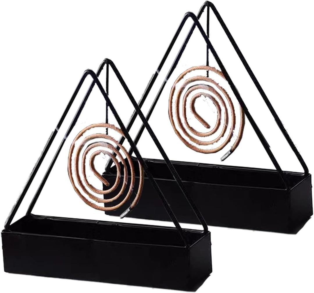 2 x Designer Portable Iron Mosquito Coil Holder 2 pcs Sets with Handle - Fireproof Material Incense Holder