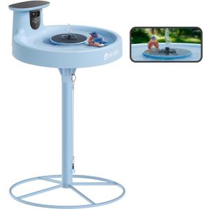 Birdfy Smart Bird Bath with Camera Solar Powered & Fountain & Stand, Dual-Lens Camera for Wildbird Watching, Auto Capture Bird Videos & Motion Detection - AI by Subscription