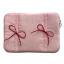 Cute Puffy Laptop Sleeve11-15.6 Inch Cute Quilted Laptop Protective Case Padded Bow Computer Sleeve for MacBook (Pink, 14inch)
