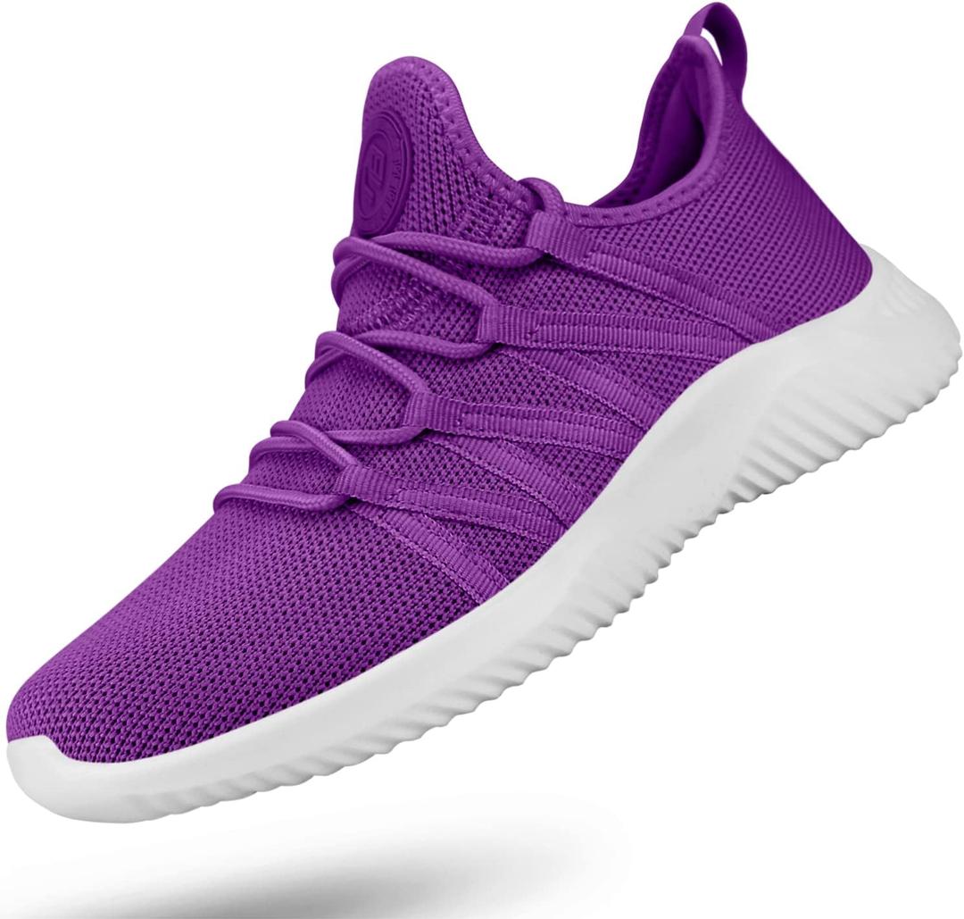 Feethit Womens Slip On Running Shoes Non Slip Walking Shoes Lightweight Gym Workout Shoes Breathable Fashion Sneakers (7, Purple)