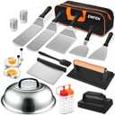 18PCS Griddle Accessories Kit, Flat Top Grill Accessories Set for Blackstone and Camp Chef, Grill Spatula Set with Enlarged Spatulas, Basting Cover, Scraper for Outdoor BBQ