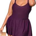 CUPSHE Plus Size Swimsuit for Women One Piece Bathing Suit Scoop Neck Ruffled Swim Dress Adjustable Straps (X-Large Plus, RED)