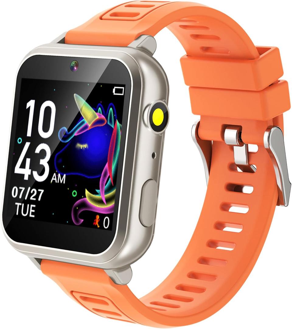 Cosjoype Kids Smart Watch Girls Gifts Age 5-12, 24 Puzzle Games HD Video Camera Music Player Storybook Pedometer HD Flashlight 12/24hr Touchscreen Kids Watch with Screen Protector