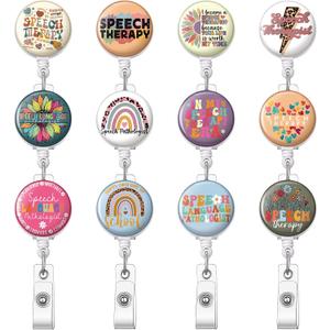 Geyoga 24 Pcs National Speech Language Pathologist (SLP) Day Badge Holder Bulk Retractable Badge Reels Cards Holder with Clip Gift for Graduation SLP Student Professionals Coworker Gifts