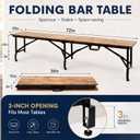 Portable Bar Top Riser Tables with Skirt, Black Skirt, 6 ft, Rustic Brown