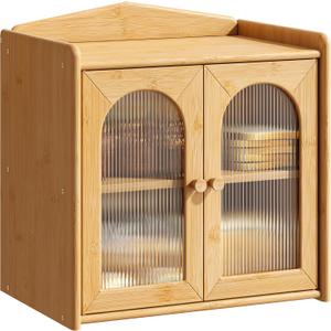 GHWIE Double Layer Bamboo Bread Box - Extra Large Farmhouse Bread Storage with Window (Natural)