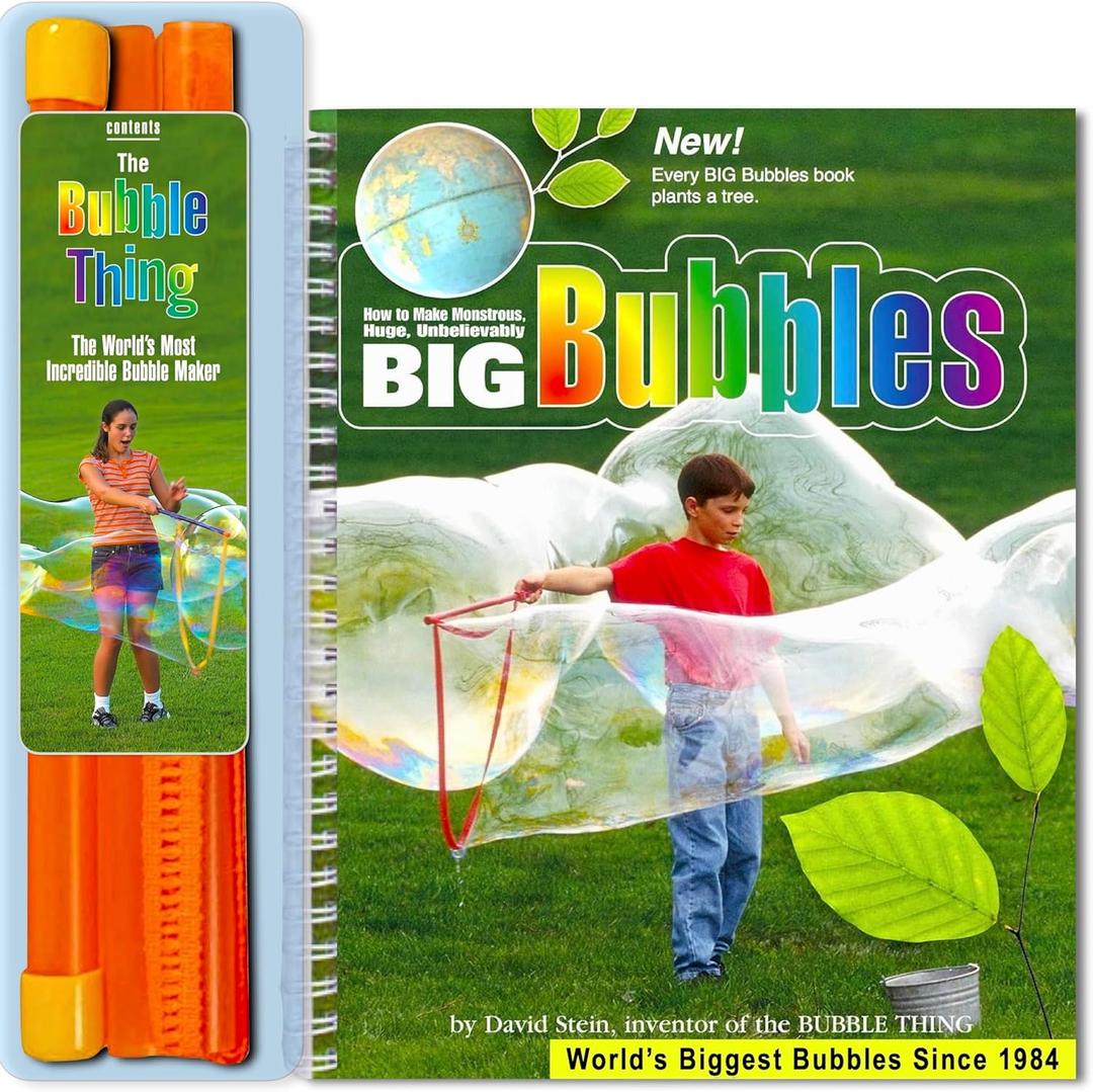 BUBBLETHING 5: Original Giant Bubble Wand & Book - Blows Bubbles to 20-Feet-Long - This is the Book that Built the Giant Bubble Sport - Big Easy Safe Outdoor Family Fun