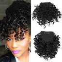 G&T Wig Curly Bangs for Black Women Short Afro Kinky Curly Bangs Clip in Bangs(1B,single bangs)