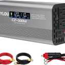 500W Pure Sine Wave Inverter (1000W Peak), 12V/24V Auto-Detect, 50Hz/60Hz Switchable, LCD Display, Type-C Fast Charging, Silent Design, Overload & Overheat Protection for RV, Home (500W)