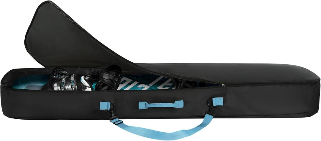 Navaris Snowboard Bag for Men and Women - 157 cm - with Side Pocket & Adjustable Straps - for Easy Snowboard Carrying - Black & Light Blue (165 cm, black)