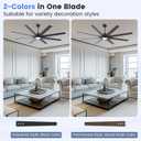 Newday 72 Inch Black Ceiling Fan with Light and Remote, Indoor/Outdoor Silent Reversible DC Motor, 6 Speeds, 3CCT, Timer, 8 Blades, 3 Downrods for Living Room, Patio, Garage