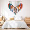 Amestrina Large Macrame Wall Hanging, Boho Chic Macrame Wall Decor, Bohemian Leaf Feather Macrame Wall Art, Handmade Macrame Wall Hanging Tapestry for Bedroom Living Room 31" Wx 31" L (Orange)