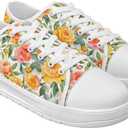 Women's Classic Canvas Tennis Shoes Low Top Lace-Up Casual Sneakers for Daily Wear White Sole Loafers (9)
