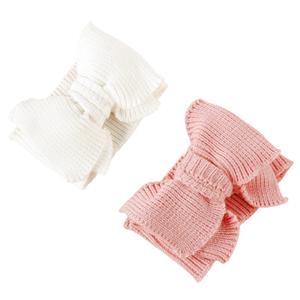 Baby Girl Topknot Headband for Baby Oversized Baby Bow Head Wrap Warm Knitted Hair Band for Toddler Kids (White+Pink)