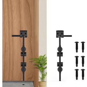 12" Cane Bolt Heavy-Duty Drop Rod for Gate, Heavy Duty Gate Latch for Wooden Fence Metal Gates, Vinyl Fence Gate Land Latch, Floor Latch for Fixing Door to the Ground, Black Coating, 1 Pack
