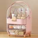 Makeup Organizer Countertop, Skincare Holder Bathroom Counter Organizer, Storage Box Cosmetic Display Cases, Teen Girl Gifts Make up Organizers for Vanity, Dresser (Pink)