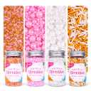 Pink Sprinkles Set, Sujoygar Edible Valentines Cake Sprinkles, Fancy Pink Gold White Sprinkles Mix for Cake Decorating Cupcakes Toppers Baking Cookies Ice Cream Dounts Wedding Decoration (7.04 Oz) (Single)