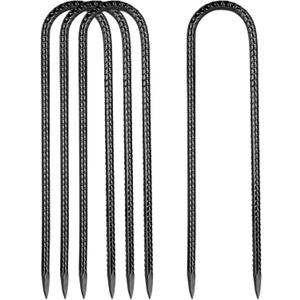12 Inch Rebar Stakes,4 Packs Heavy Duty Metal U Hook Garden Ground Stakes for Camping Tent Canopy or Supporting for Garden Landscapes Fences Stakes (U Shape-Black, U-12"x0.3"-4pcs)