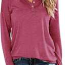 Topstype Womens Henley Tops Long Sleeve Cotton Shirts Thermal Pullover Casual Loose Fit Henley Neck Tunics  (S)